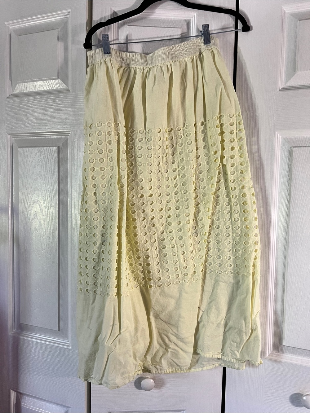 Soft Yellow Eyelet Maxi Skirt
